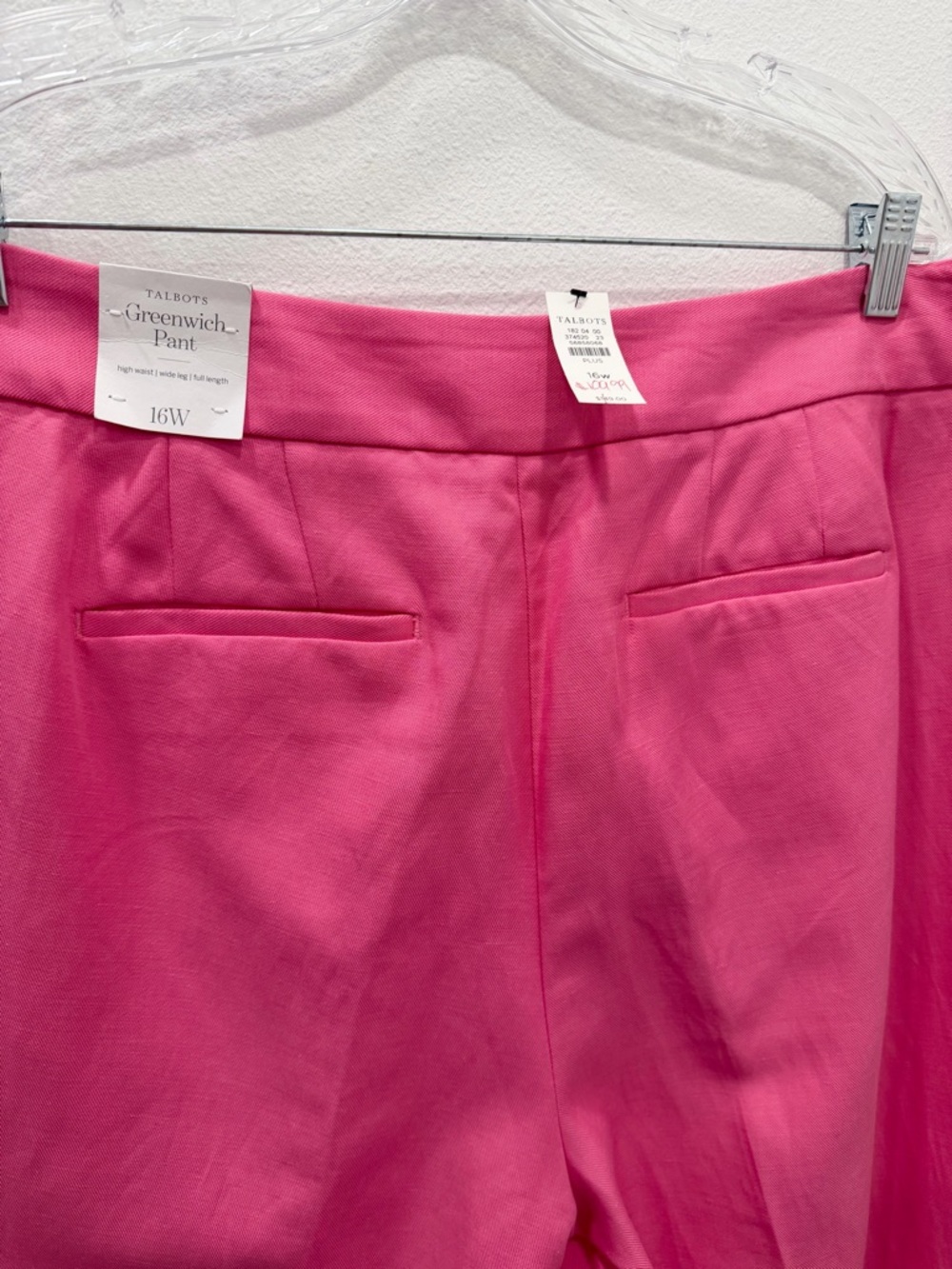Talbots Greenwich Pant Plus 16W High Waist Wide Leg Full Length NWT Pink - Picture 8 of 14